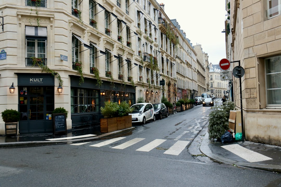Voitures stationnées le long d’une rue bordée d’immeubles